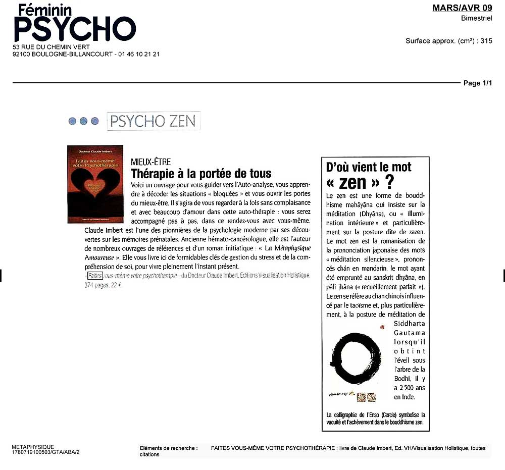 Féminin Psycho Zen mars avril 2009